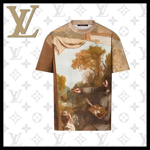 注目度抜群！ルイヴィトン Tシャツ 偽物 プリントCOURBET 1AAGOL