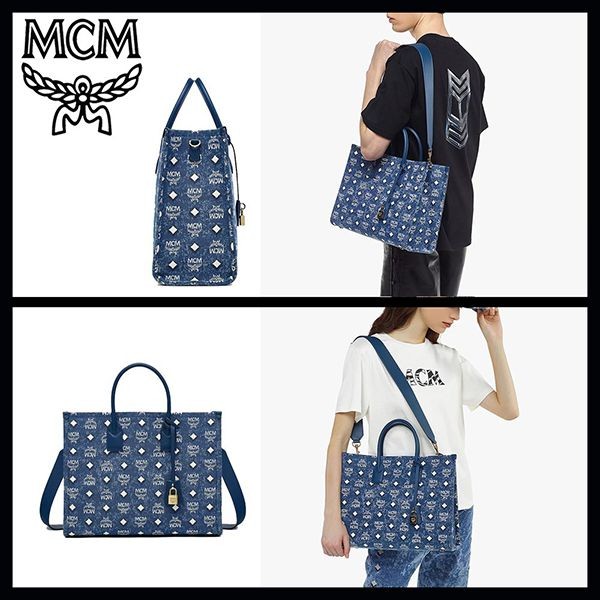 新作で超限定★MCM★ヴィンテージデニムジャカードトートバッグ 偽物 MWTDSBO02LE001