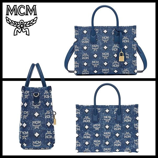 超限定★MCM 偽物★ヴィンテージデニムジャカードトートバッグ MWTDSBO05LE001