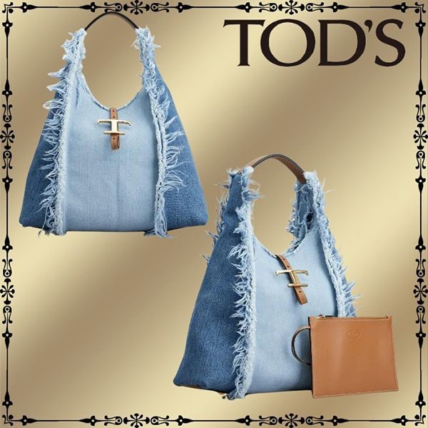 定番人気【TODS コピー】T タイムレス デニム＆レザー ホーボー XBWTSBEW3L0RMBZZEU