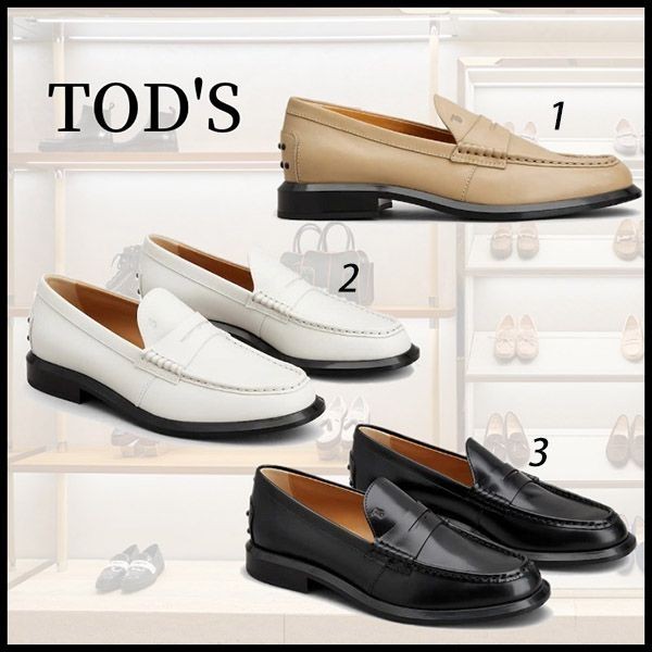 確保済み！TODS コピー KATE モノグラム ロゴ レザー ローファー 3色 P60RBTB015