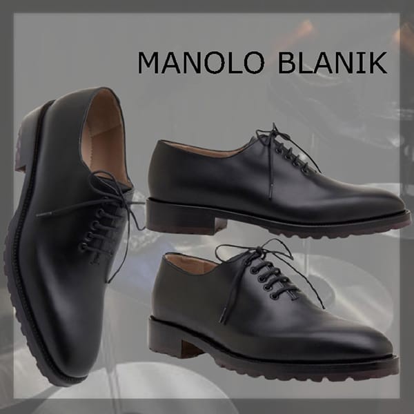 新作Manolo Blahnik 偽物 NEWLEY レザー レースアップシューズ 123-2278-0001