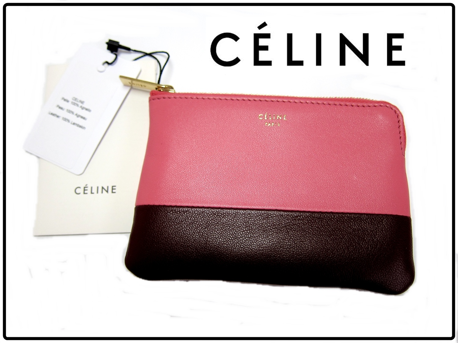 新作入荷★ CELINE セリーヌコピー バイカラー コインケース ピンク 1503126