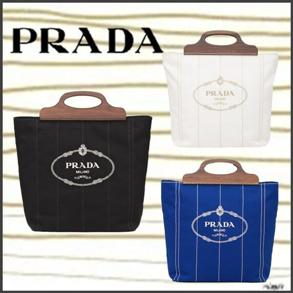 新作＊PRADA＊ コットンキャンバスバッグ / 3色カラー 1BG349_2DLA_F0002_V_OOO