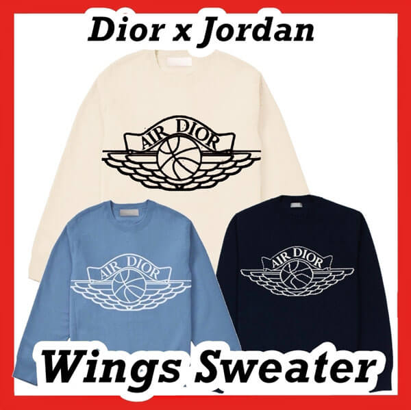 ディオール ナイキ コピー Dior x  Air Jordan Wings Sweater NATURAL 201017a28