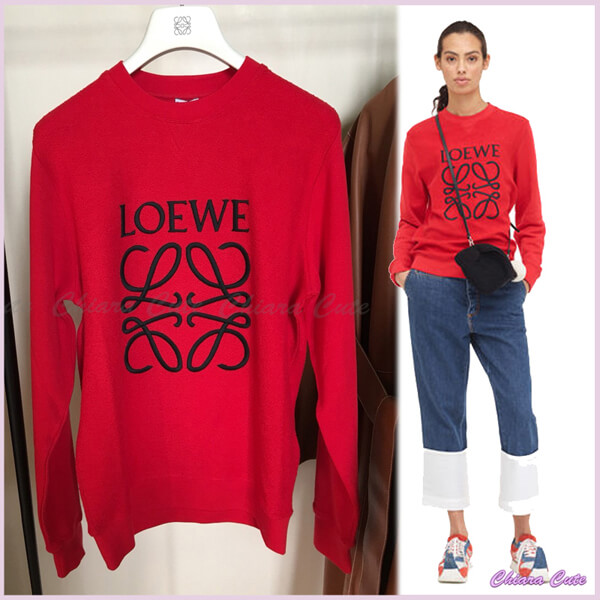 【18AW NEW】ロエベ トレーナー コピーLOEWE_women/Anagram Sweatshirt スウェット/レッドH616337W012