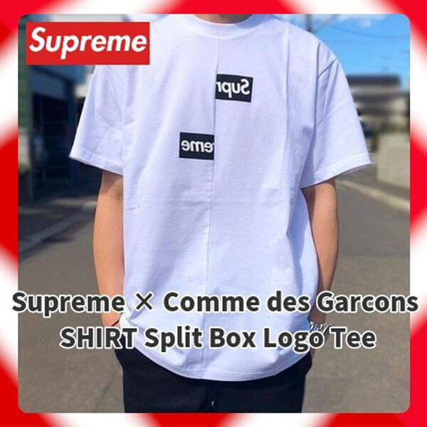 シュプリーム Tシャツ 偽物 Supreme 偽物 コム デ ギャルソン Tシャツ スプリットボックス ホワイト◆Supreme Comme des Garcons SHIRT Split Box Logo Tee ◆White201116CC016