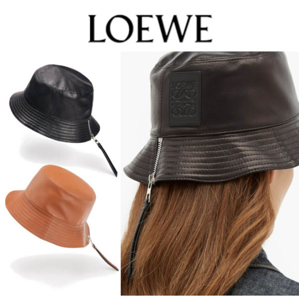 ＜LOEWE ロエベ キャップ 偽物＞フィッシャーマン レザーバケットハット2020101424