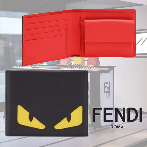 FENDI★偽物二つ折り★バッグバグス★カーフレザー マルチカラー財布2011201233