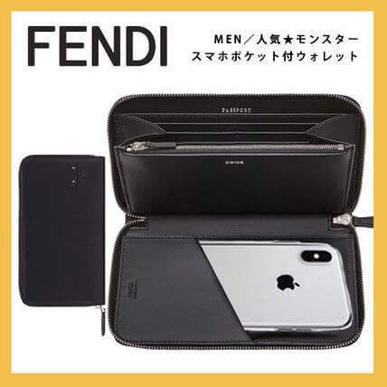 【FENDI】 スマホも入る★真鍮の人気バグズアイ長財布2011201234