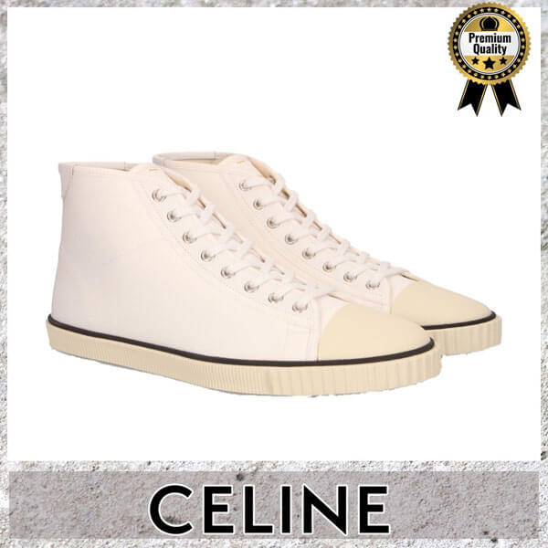 CELINE◆セリーヌ コピーカーフスキン ミッド レース スニーカー Dv1496