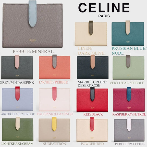 【CELINE】コピーミディアムストラップウォレット グレイン 10B643BRU