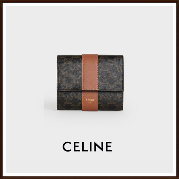 CELINE セリーヌ 財布 偽物 スモール トリフォールドウォレット / キャンバス&ラムスキン 10D572BZ9.04LU