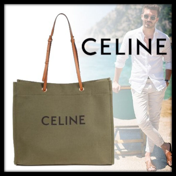 CELINE セリーヌ キャンバス トートバッグ コピー ホリゾンタルキャバストートバッグ ミリタリー 192172CE3.08GR