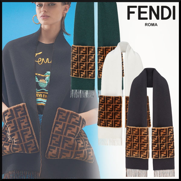 FENDI フェンディ 偽物18AW ムートンファー カシミヤ ストール *3色 FXT252A2OHF0QA1