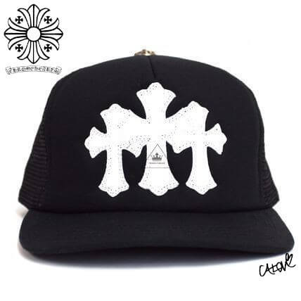 CHROME HEARTS ★クロムハーツ キャップ コーデ レプリカ【セメタリークロス×ホワイトレザー】CHA4