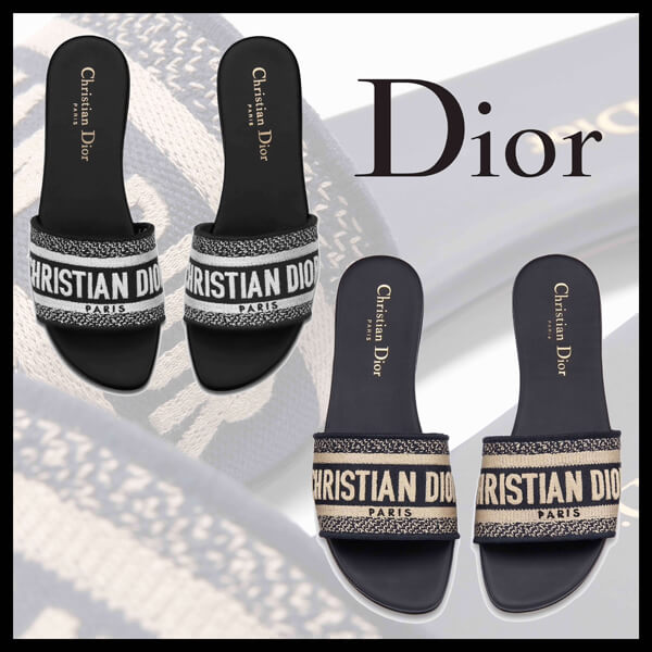 DIOR★DWAY ディオール サンダル コピー★刺繍入りコットン KCQ166ERC_S56B