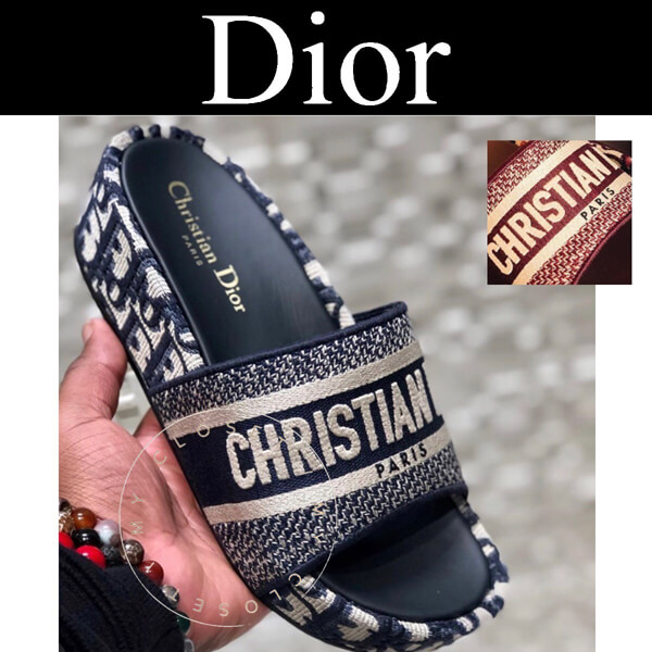 DIOR★DWAY ディオール サンダル コピー スリッパ フラット ロゴ モノグラム ブルー KCQ268OBE_S56B