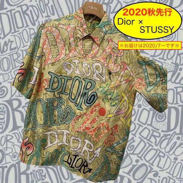 2020秋 DIOR × STUSSY ディオール Tシャツ コピー コラボ シルクTシャツ581OB3