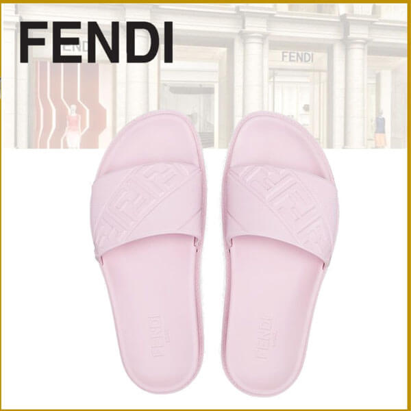 FENDI フェンディ サンダル コピー ブラックラバー スライド 7X1377ABO2F0QD1