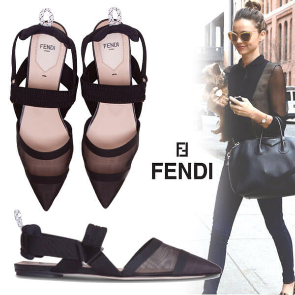 FENDI フェンディ サンダル コピー☆スリングバックレザー＆メッシュ851A8