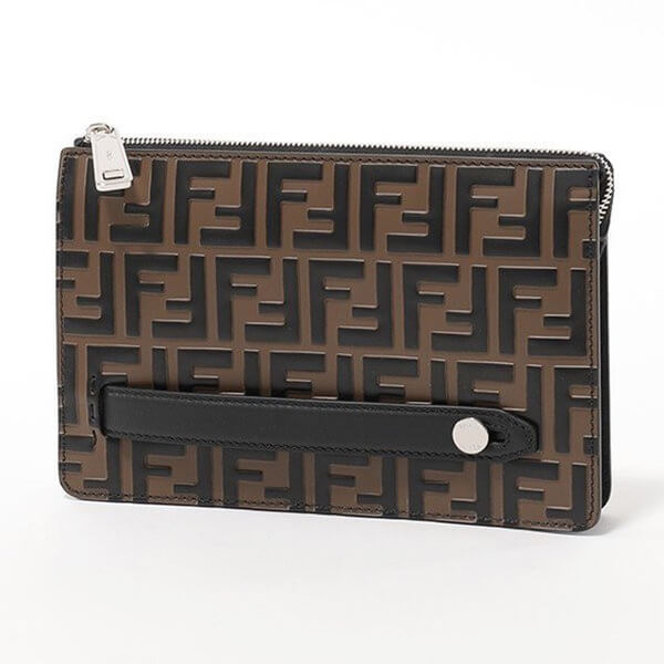 FENDI(フェンディ) スーパーコピーMens Embossed Logo クラッチ バッグ2011201234A1