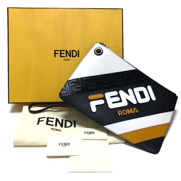 FENDI FILA スーパーコピーロゴストライプ スモール レザークラッチバック2011201234A3