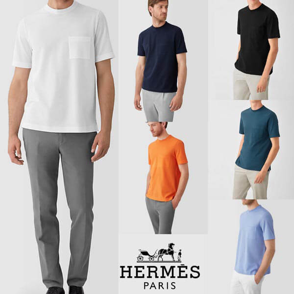 ☆HERMES☆コピー H刺繍ロゴ付 ラウンドネックコットンピケTシャツ15ZH6