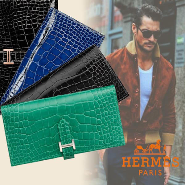 ◆Hermes◆ クロコダイル財布 偽物 豪華☆アリゲーターロングウォレット/5色BEARN15ZH7