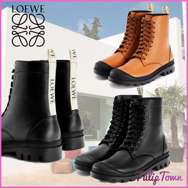 【LOEWE】 Combat boot in calfskin　コピー コンバット ブーツ２色 L815285X14