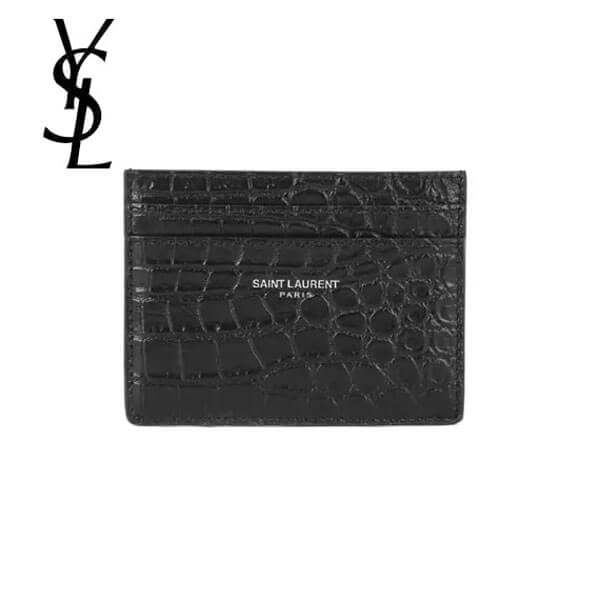 Saint Laurent コピー クロコダイル柄カードケース黒101435424_999