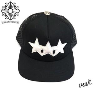 CHROME HEARTS★クロムハーツ 偽物【CHスター×白レザー】◆◆トラッカーキャップCHD6