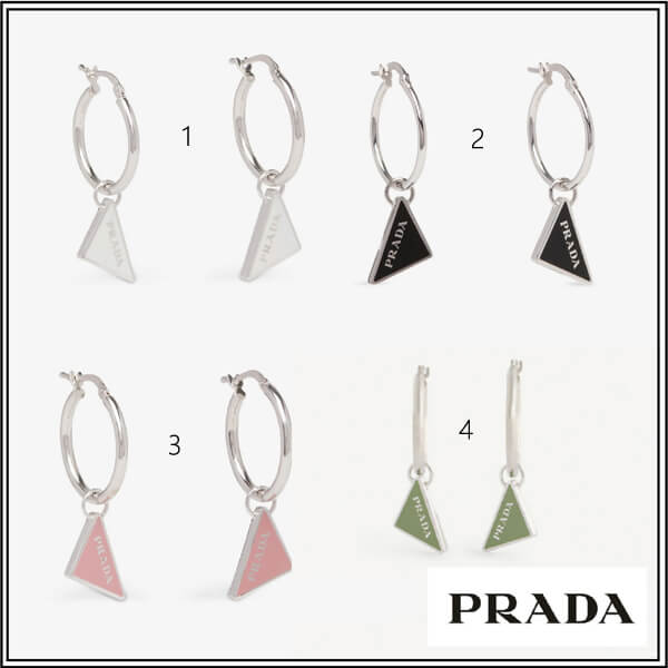 海外限定【PRADA】コピー プラダ ロゴトライアングル フープピアス ４色 21022427