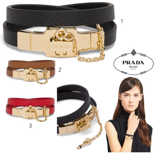 【PRADA】コピー サフィアーノ☆ダブルラップブレスレット*1IB310_053