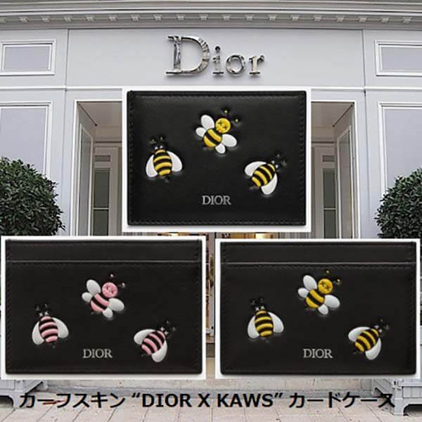 ディオール カーフスキン “DIOR X KAWS” カードケース 偽物 2KACH054YLA