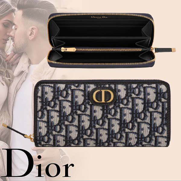 ◆たっぷり収納◆DIOR スーパーコピー オブリーク 長財布 ユニセックス ネイビー S2094UTZQ M928