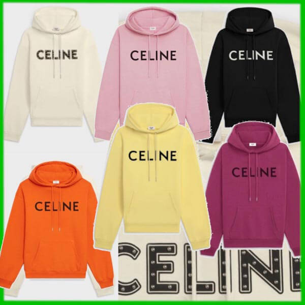 新作★CELINE〈ルーズスウェットシャツ〉 スーパーコピー コットン フード ロゴ2Y321052H.24NO