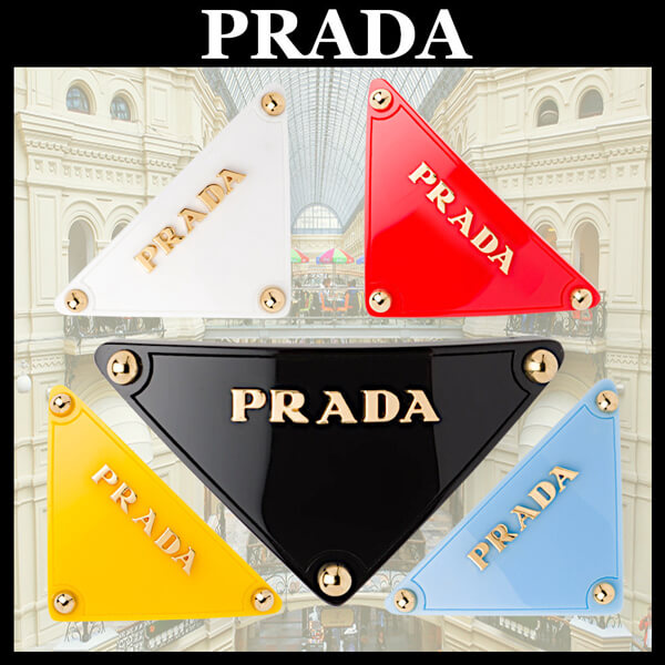 【PRADA】偽物 20SS トライアングルメタルロゴヘアクリップ 5色 1IF041_2D6S