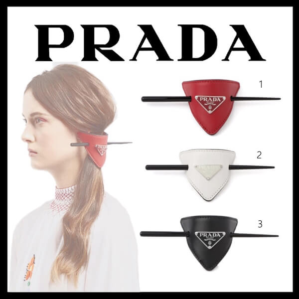 直営 20-21AW ◆PRADA コピー◆ レザー ヘアクリップ 1IF004_8NQ