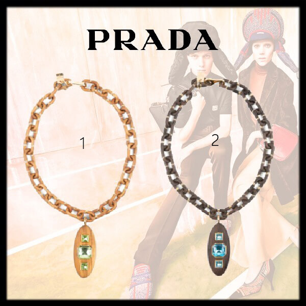 新作【PRADA】コピー シルバーとウッドのネックレス 全２色 21030322