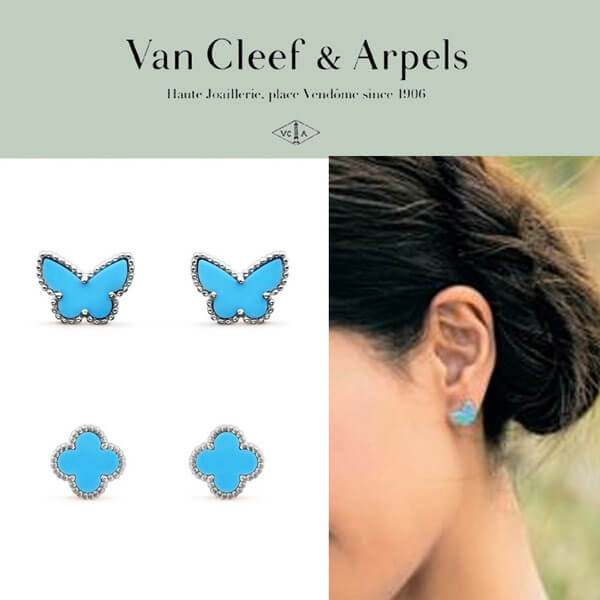 ★Van Cleef & Arpels★偽物Sweet Alhambra ピアス★ターコイズ★ VCARN5JN00