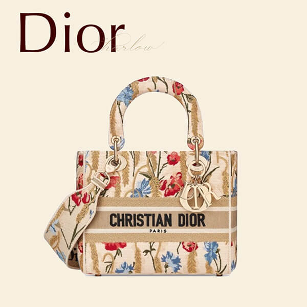 Dior Dlite 偽物 ショルダーバッグ M ハイビスカス ベージュ CD 新 限 M0565ORTN_M918