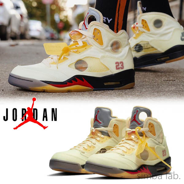 NIKE × Off-White / Air Jordan5 Sail 偽物 エアジョーダン5 セイル 21031310