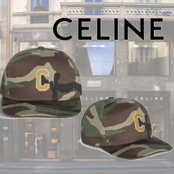 新作【CELINE】 メンズ カモフラージュ コットン キャップ帽子 2AUU1494M