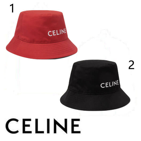 CELINE(セリーヌ)メンズ ロゴ プリント バケットハット コピー  帽子