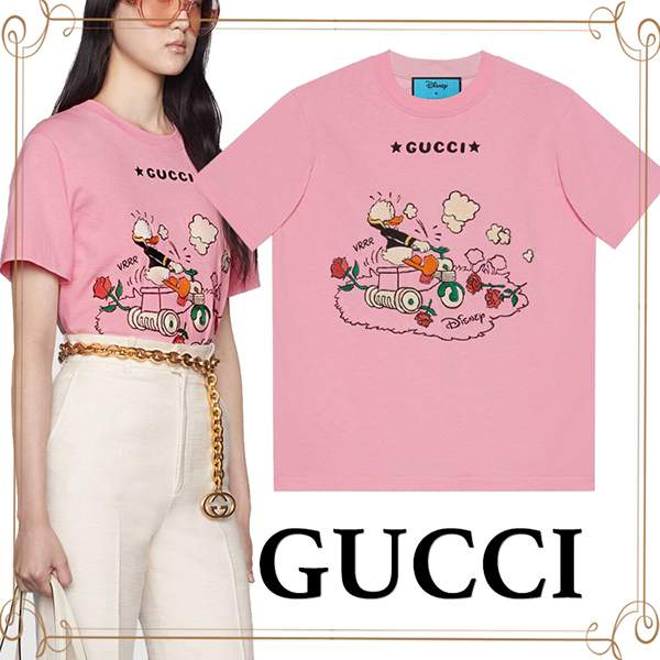 【グッチ】ディズニー ドナルドダック プリント Tシャツ コピー  580762XJDBH5358